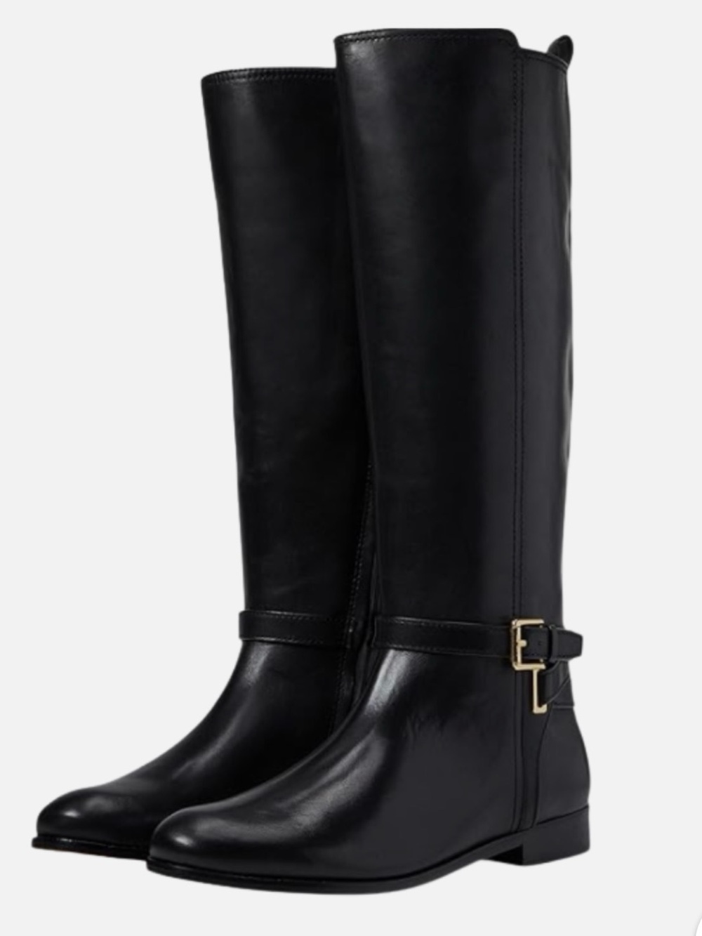Lauren Ralph Lauren Blayke Womens Knee High Buckle Riding Boots Black Leather 6